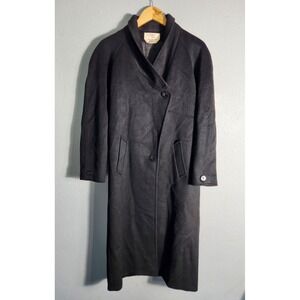 Vintage Cassidy Petite Hand-Tailored Women's 100% Wool Trench Coat  Size 2 Black